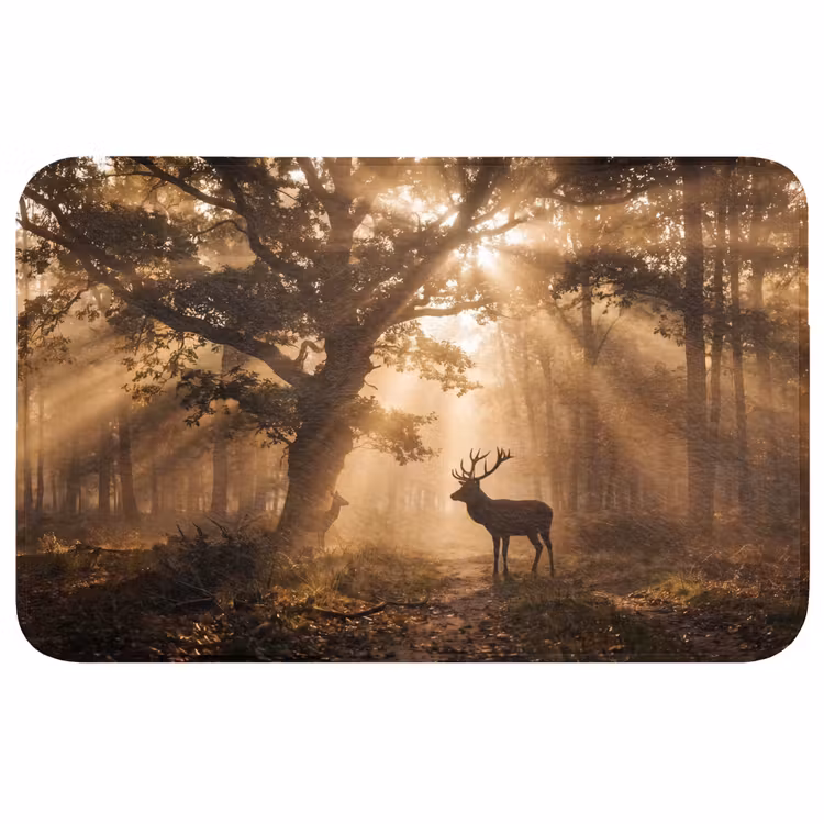 Badmat - Hert - Bos - Mistig - Natuur - Goud
