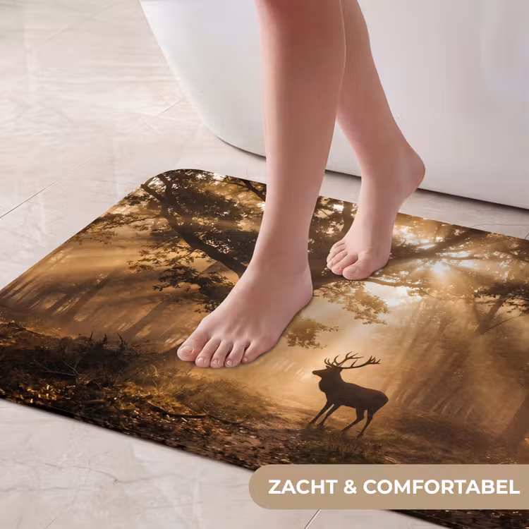 Badmat - Hert - Bos - Mistig - Natuur - Goud — 5
