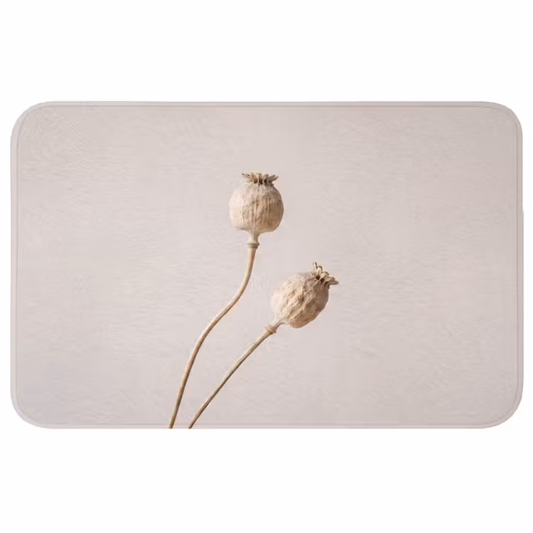 Badmat - Papaverbollen - Droogbloemen - Minimalistisch - Beige - Rustig