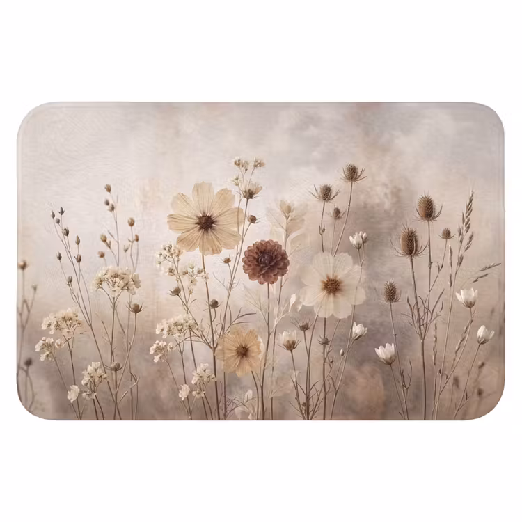 Badmat - Wilde bloemen - Botanisch - Vintage - Natuur - Rustiek