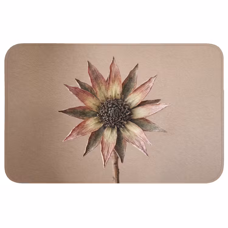 Badmat - Droogbloem - Protea - Vintage - Beige - Rustiek