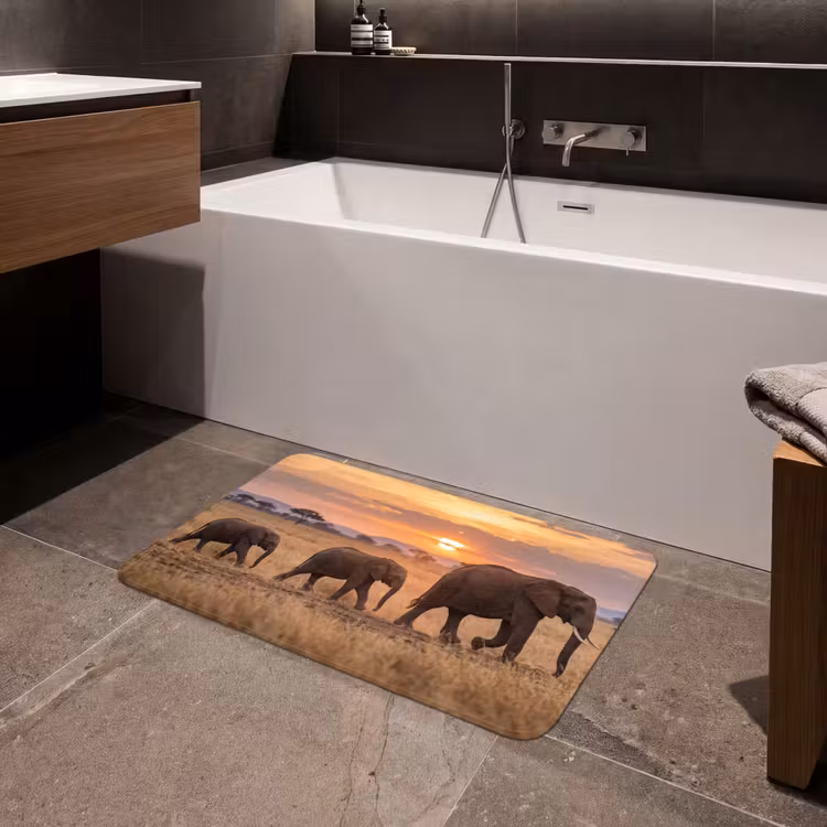 Badmat - Olifanten - Savanne - Zonsondergang - Afrika - Warm — 4