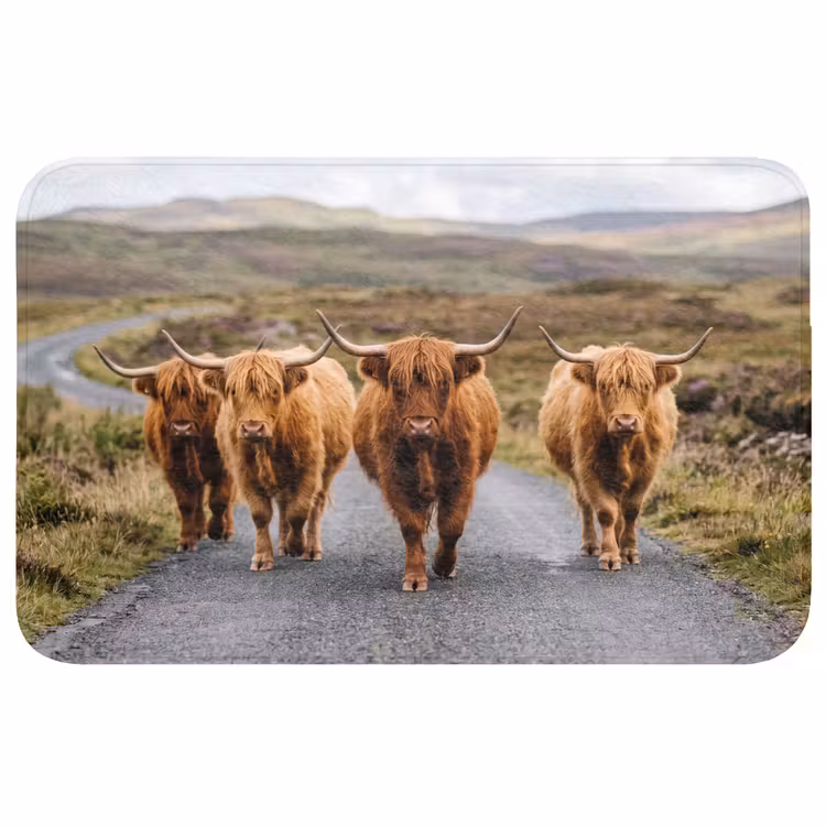 Badmat - Schotse Hooglanders - Weg - Landschap - Kudde
