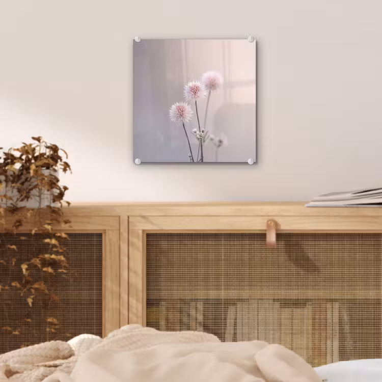Glas schilderij - Bloemen - Bollen - Roze — 5