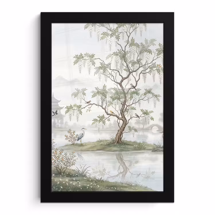 Poster met lijst - Blauwe Reiger Boom Vogels