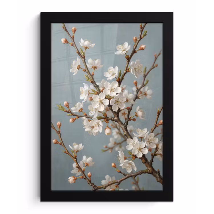 Poster met lijst - Botanisch - Stilleven - Blauw