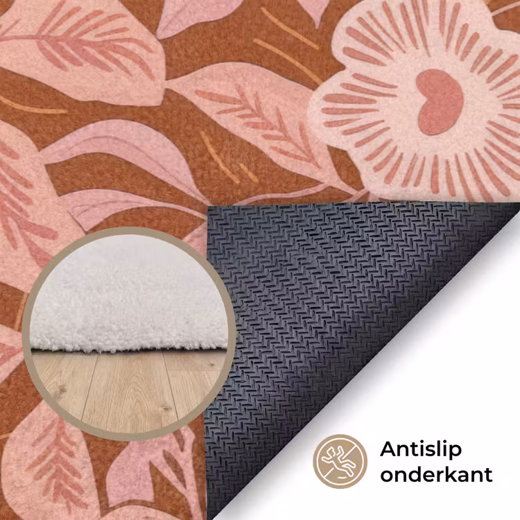 Vloerkleed - Patroon - Bladeren - Terracotta — 5