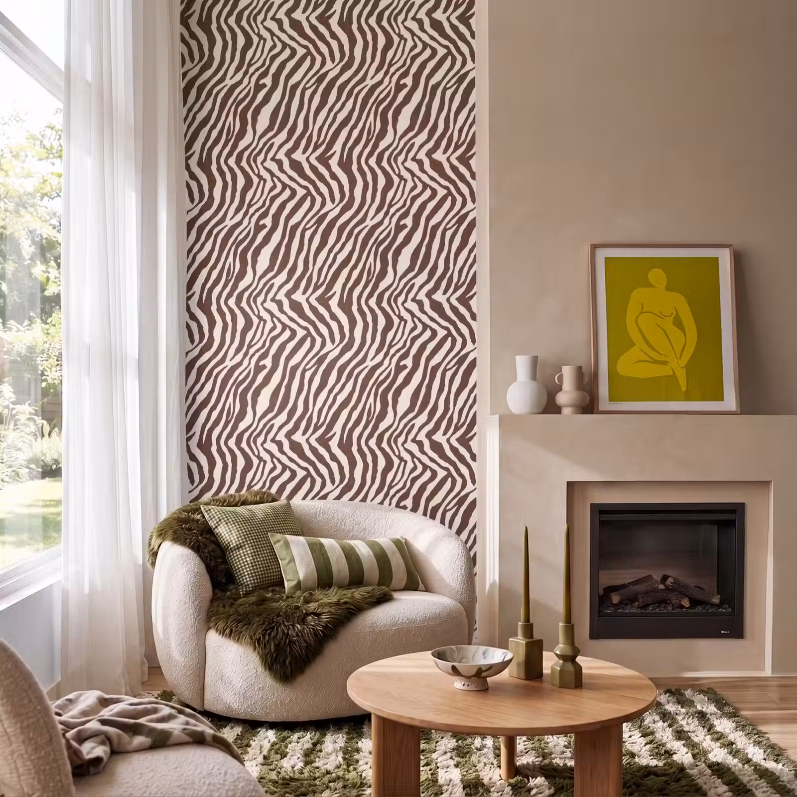 Behang - Zebra - Patroon - Zwart - Wit — 1
