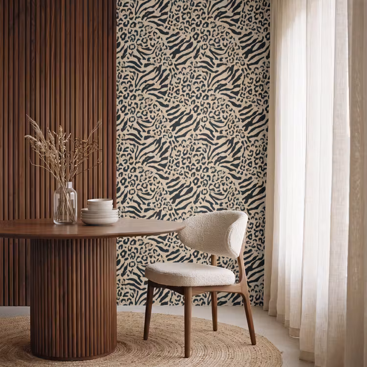 Behang - Giraf - Zebra - Motief - Bruin — 4