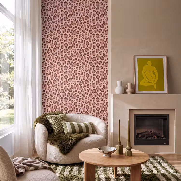 Behang - Luipaard - Patroon - Roze — 1
