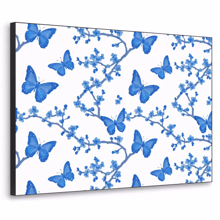Art Frame - Vlinder - Bloemen - Blauw — 1