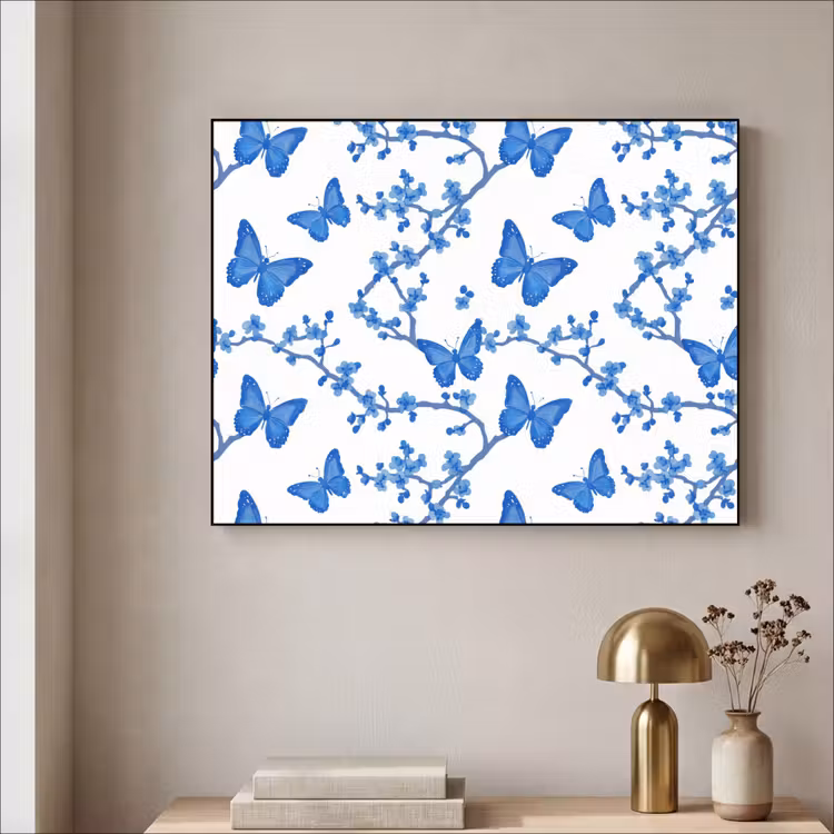 Art Frame - Vlinder - Bloemen - Blauw — 5