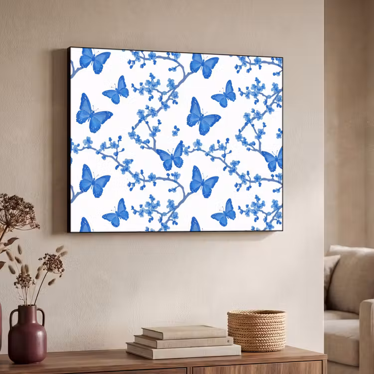 Art Frame - Vlinder - Bloemen - Blauw — 7
