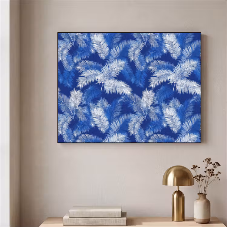 Art Frame - Palmblad - Patroon - Blauw — 5