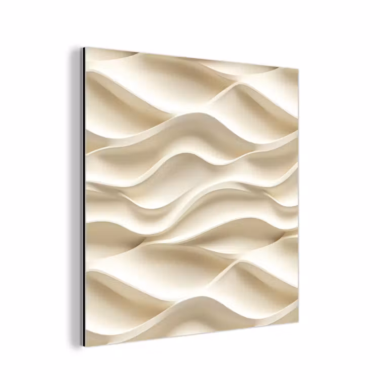 Aluminium schilderij - Lijnen - Golvend - Crème