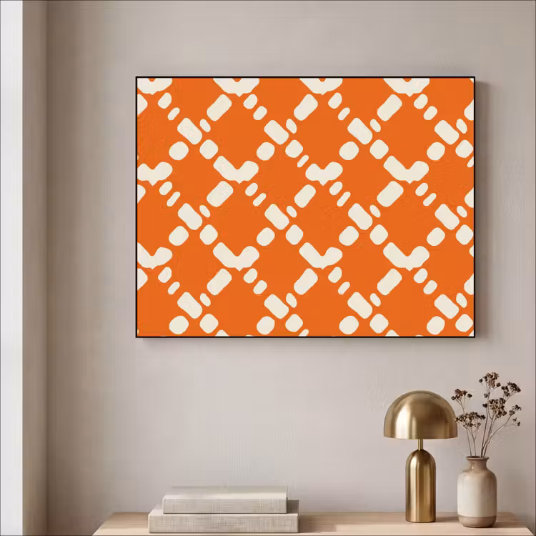 Art Frame - Oranje - Ruitpatroon - Wit — 5