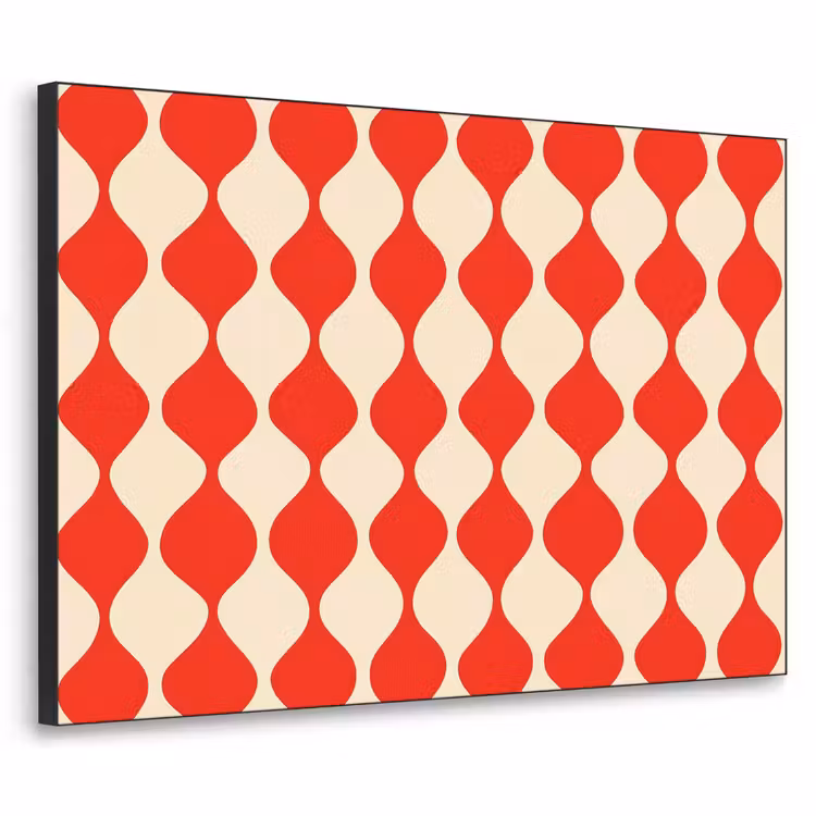 Art Frame - Golvend patroon - Retro - Rood - Beige — 1