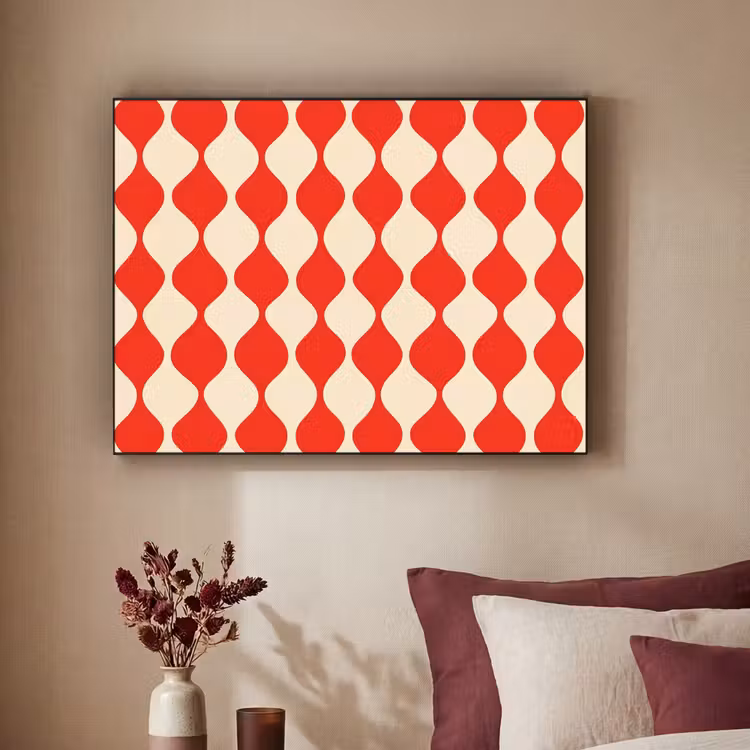 Art Frame - Golvend patroon - Retro - Rood - Beige — 3