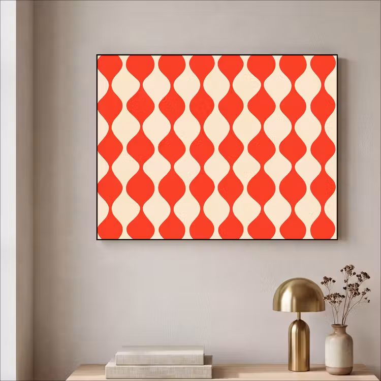 Art Frame - Golvend patroon - Retro - Rood - Beige — 5