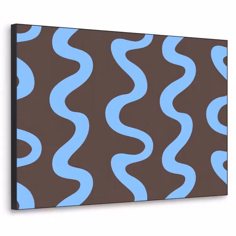 Art Frame - Kronkelende lijnen - Blauw - Bruin - Minimalistisch — 1