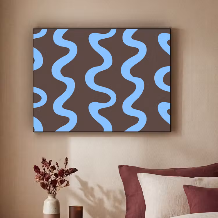 Art Frame - Kronkelende lijnen - Blauw - Bruin - Minimalistisch — 3