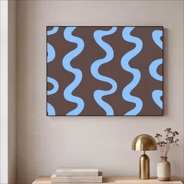 Art Frame - Kronkelende lijnen - Blauw - Bruin - Minimalistisch — 5