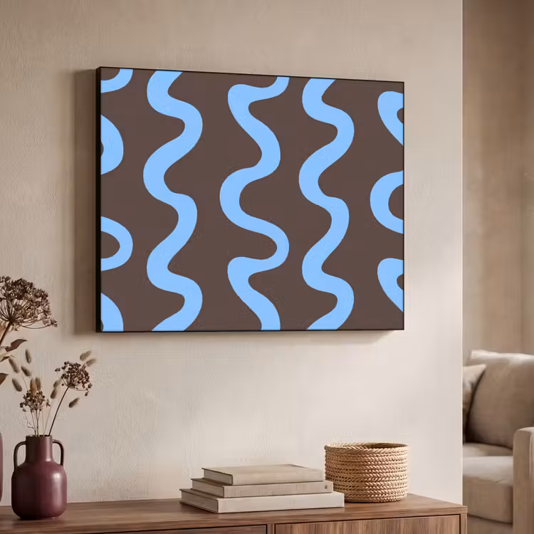 Art Frame - Kronkelende lijnen - Blauw - Bruin - Minimalistisch — 7