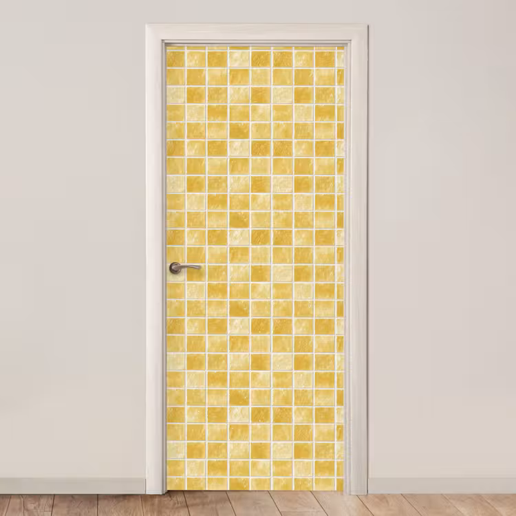 Deursticker - Tegels - Mozaïek - Textuur - Goudgeel — 1