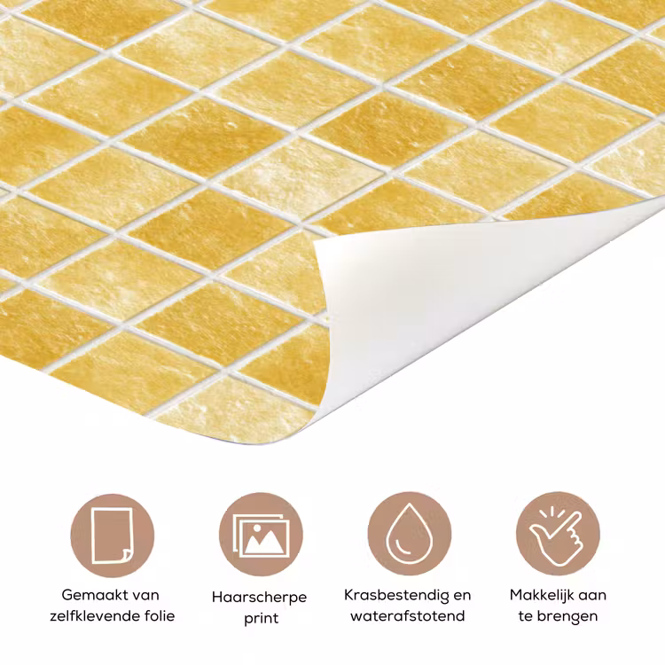 Deursticker - Tegels - Mozaïek - Textuur - Goudgeel — 3