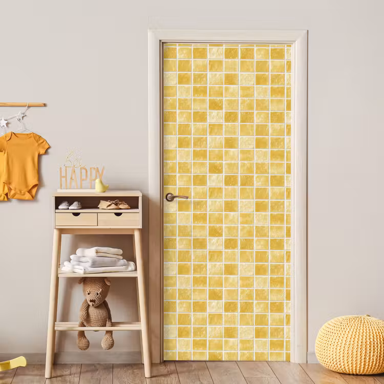 Deursticker - Tegels - Mozaïek - Textuur - Goudgeel — 6