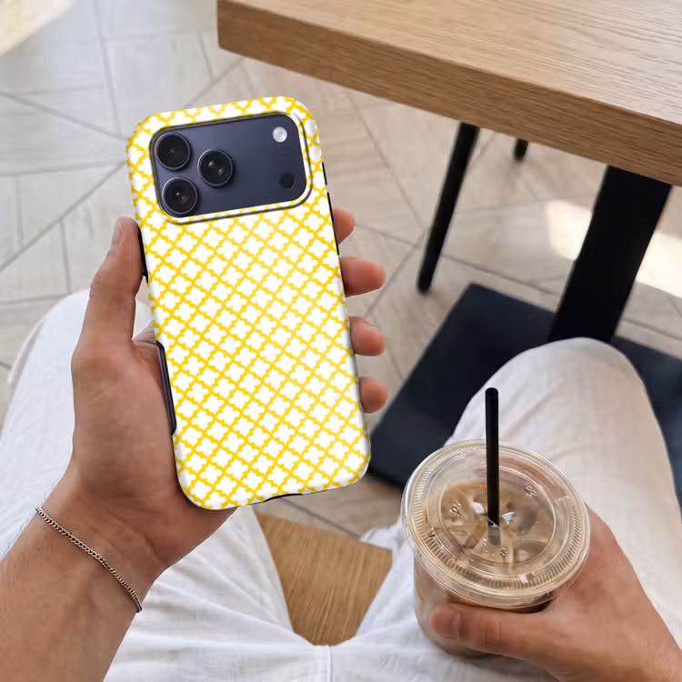 Telefoonhoesje Toughcase - Patroon - Geometrisch - Klassiek - Geel — 4