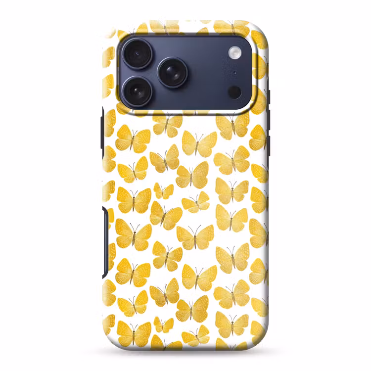 Telefoonhoesje Toughcase - Vlinders - Botanisch - Illustratie - Geel - Wit — 1