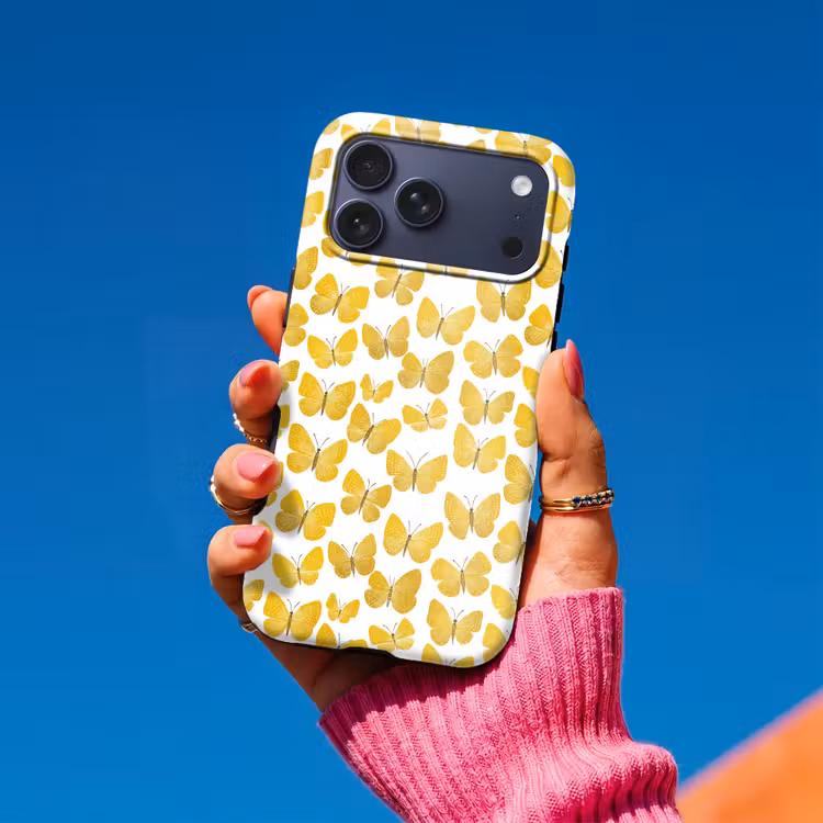 Telefoonhoesje Toughcase - Vlinders - Botanisch - Illustratie - Geel - Wit — 2