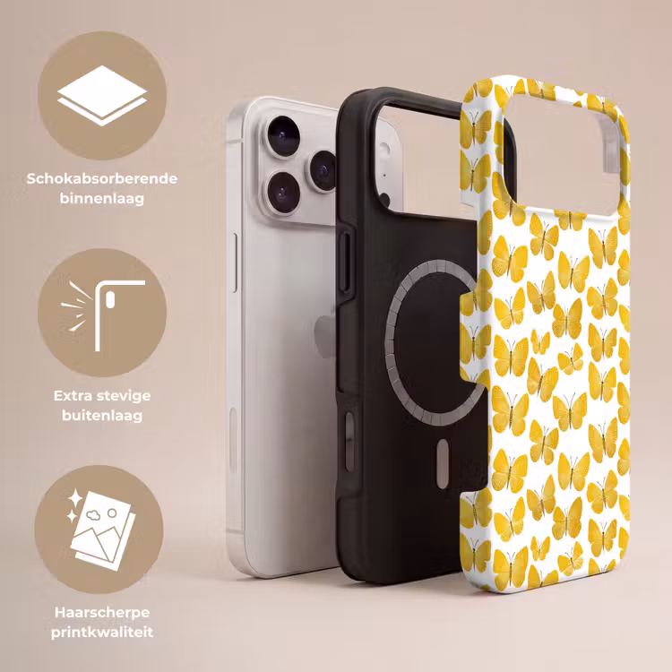 Telefoonhoesje Toughcase - Vlinders - Botanisch - Illustratie - Geel - Wit — 3