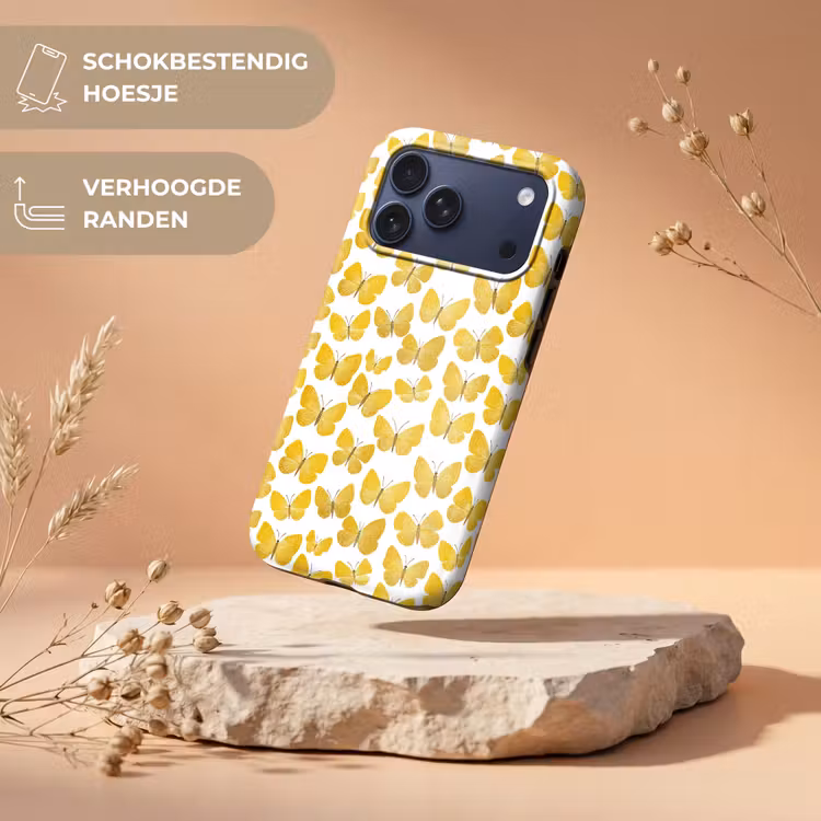 Telefoonhoesje Toughcase - Vlinders - Botanisch - Illustratie - Geel - Wit — 5