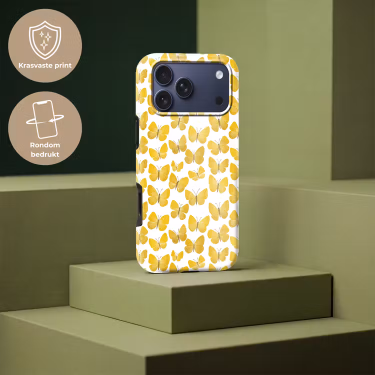 Telefoonhoesje Toughcase - Vlinders - Botanisch - Illustratie - Geel - Wit — 7