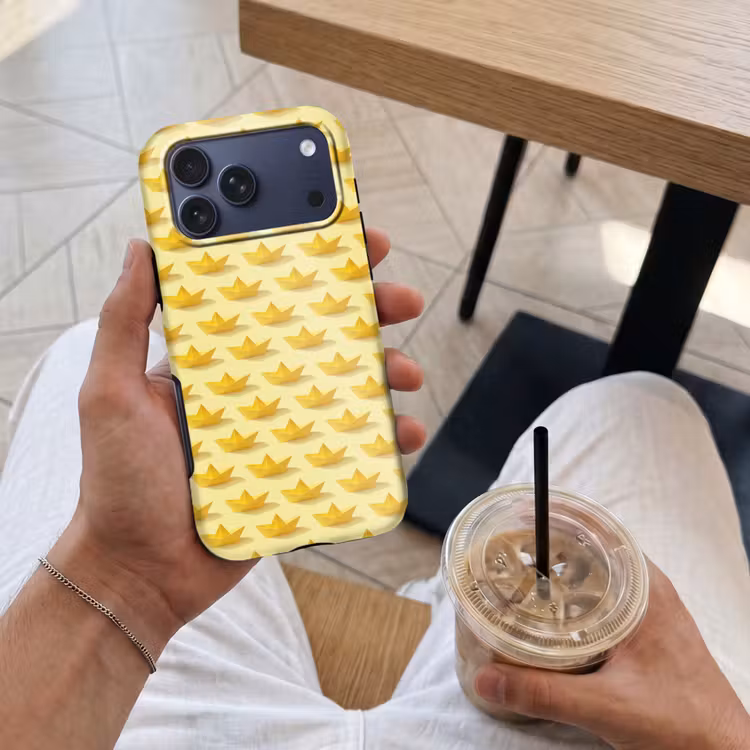 Telefoonhoesje Toughcase - Bootjes - Origami - Creatief - Geel — 4