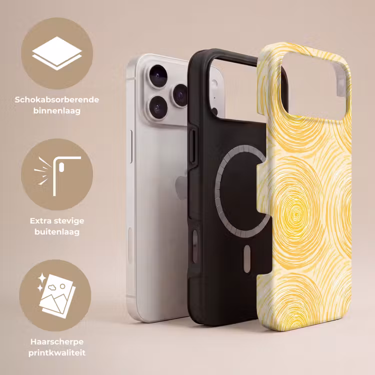 Telefoonhoesje Toughcase - Cirkels - Abstract - Artistiek - Geel — 3