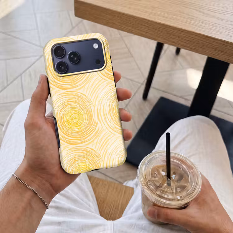 Telefoonhoesje Toughcase - Cirkels - Abstract - Artistiek - Geel — 4