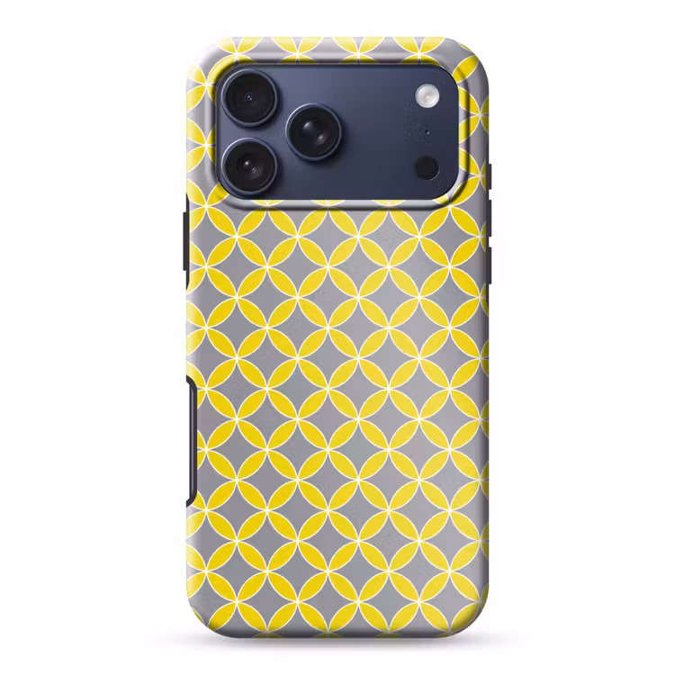 Telefoonhoesje Toughcase - Geometrisch - Cirkels - Modern - Grijs - Geel — 1