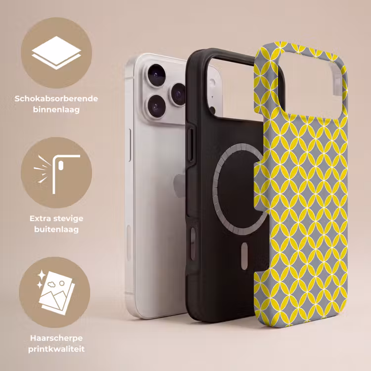 Telefoonhoesje Toughcase - Geometrisch - Cirkels - Modern - Grijs - Geel — 3