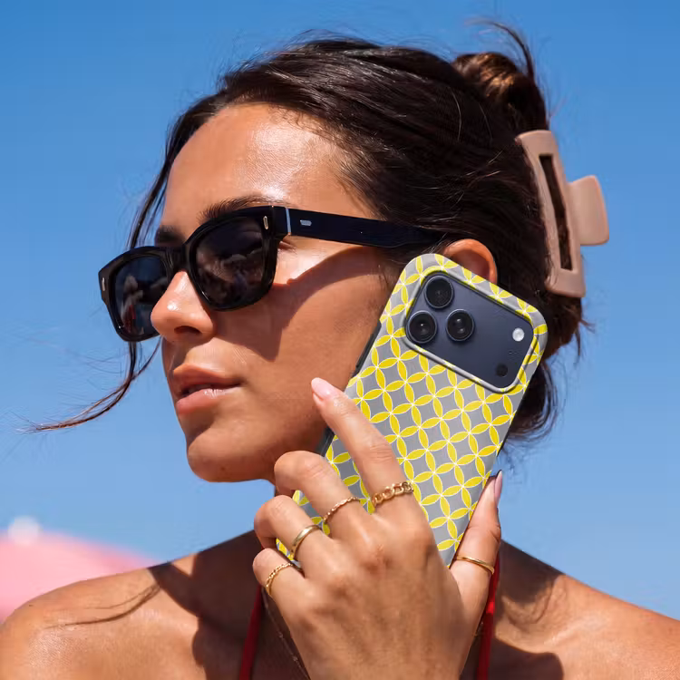 Telefoonhoesje Toughcase - Geometrisch - Cirkels - Modern - Grijs - Geel — 6