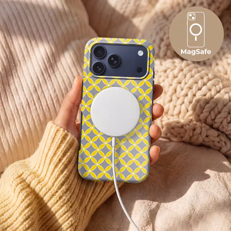 Telefoonhoesje Toughcase - Geometrisch - Cirkels - Modern - Grijs - Geel — 8