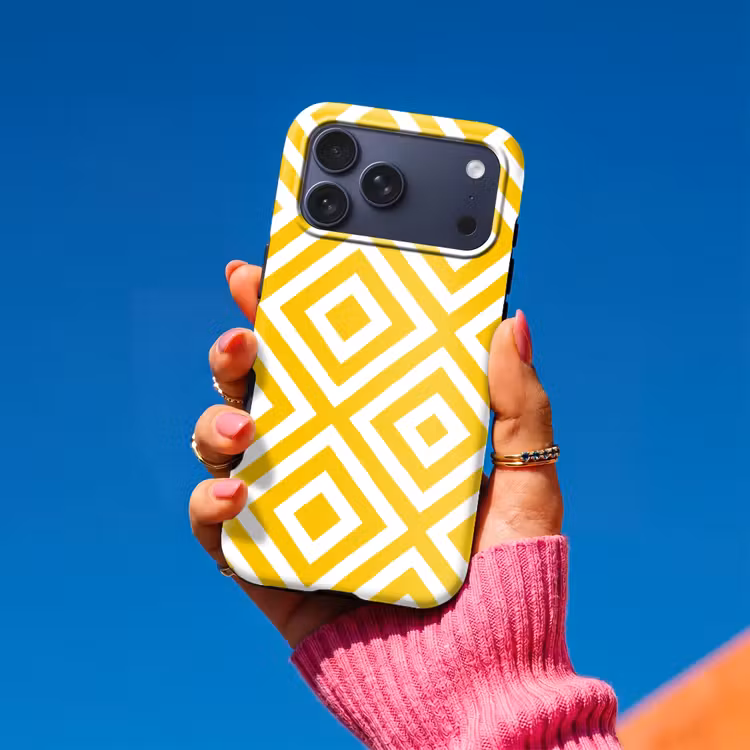 Telefoonhoesje Toughcase - Geometrisch - Lijnen - Modern - Geel - Wit — 2