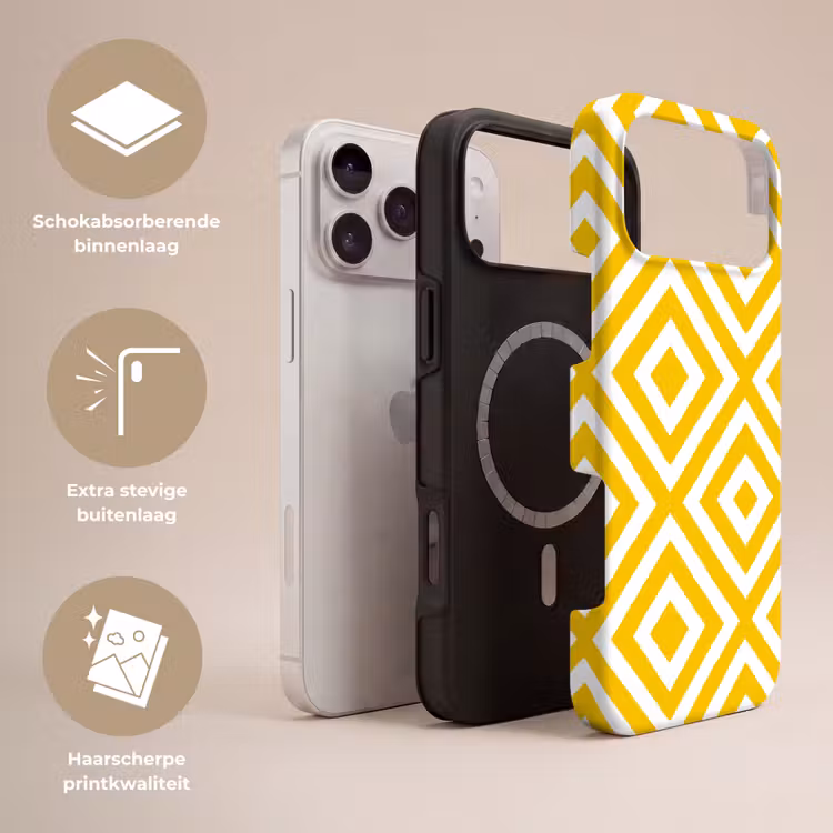Telefoonhoesje Toughcase - Geometrisch - Lijnen - Modern - Geel - Wit — 3