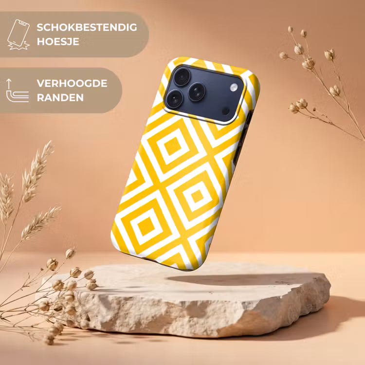 Telefoonhoesje Toughcase - Geometrisch - Lijnen - Modern - Geel - Wit — 5