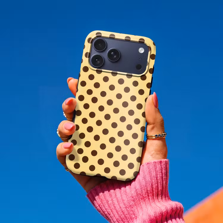 Telefoonhoesje Toughcase - Polka Dot - Stippen - Retro - Geel - Bruin — 2