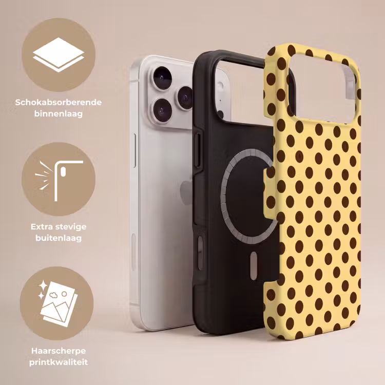 Telefoonhoesje Toughcase - Polka Dot - Stippen - Retro - Geel - Bruin — 3