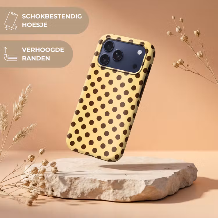 Telefoonhoesje Toughcase - Polka Dot - Stippen - Retro - Geel - Bruin — 5
