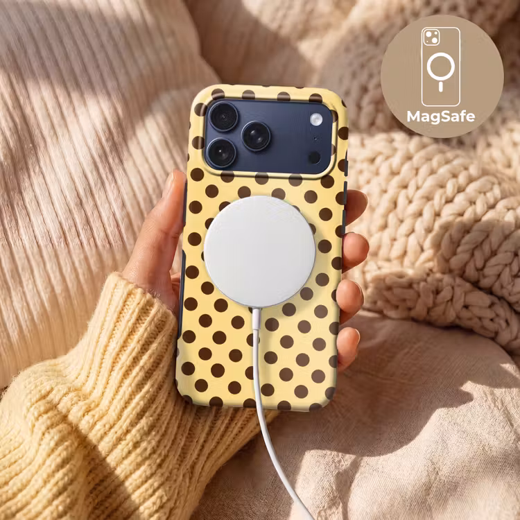 Telefoonhoesje Toughcase - Polka Dot - Stippen - Retro - Geel - Bruin — 8